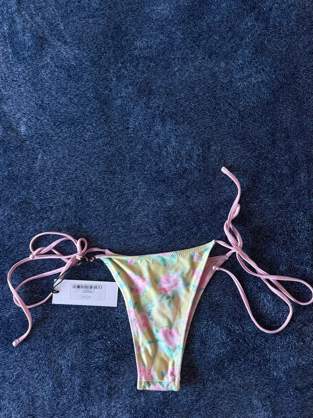 NWT Frankies Bikinis Pink Floral Tie-Side  Bikini Set in Nymphaea👙🩷💚🌸